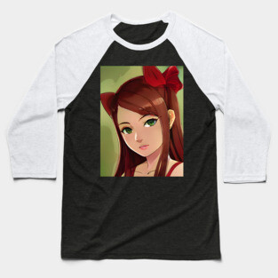 Brown Hair Anime Girl Baseball T-Shirt
