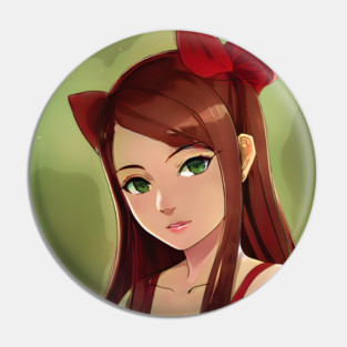 Brown Hair Anime Girl Pin