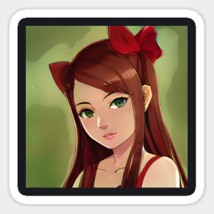 Brown Hair Anime Girl Sticker