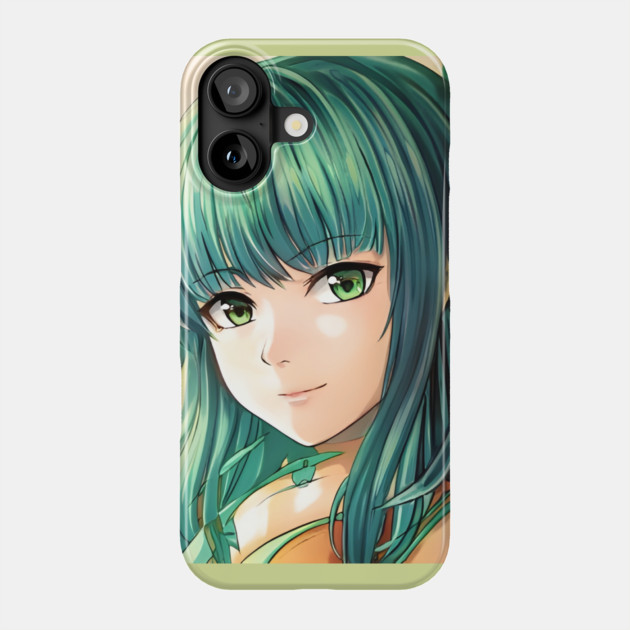Green Hair Anime Girl Phone Case by animegirlnft