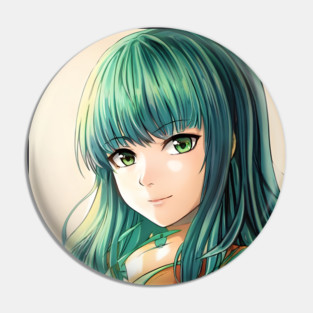 Green Hair Anime Girl Pin