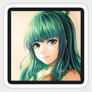 Green Hair Anime Girl Sticker