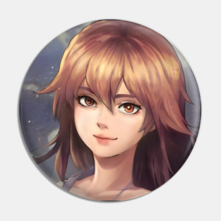 Brown Hair Anime Girl Pin