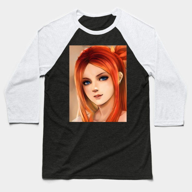 Brown Hair Anime Girl Baseball T-Shirt by animegirlnft