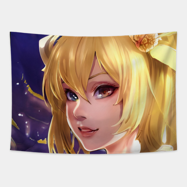 Blonde Hair Anime Girl Tapestry by animegirlnft