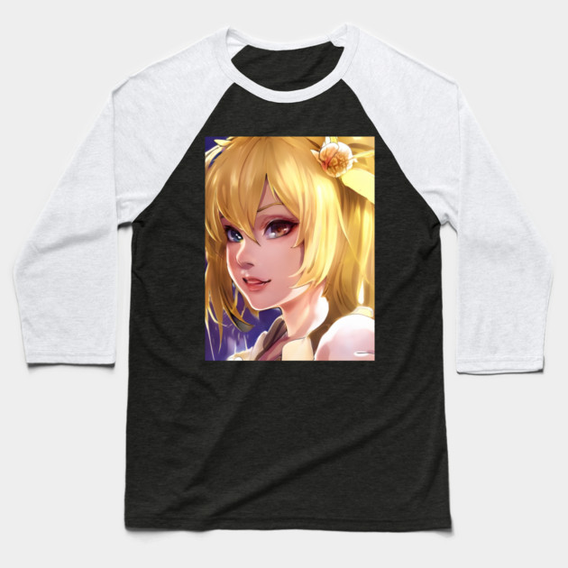 Blonde Hair Anime Girl Baseball T-Shirt by animegirlnft