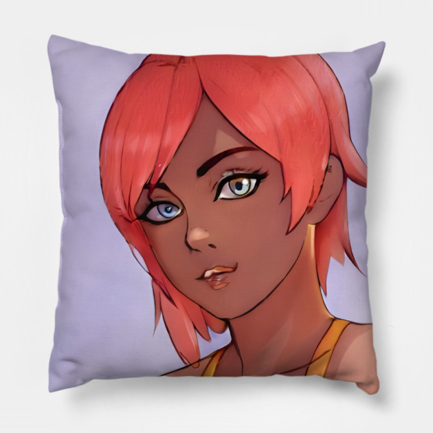 Pink Hair Anime Girl Pillow by animegirlnft