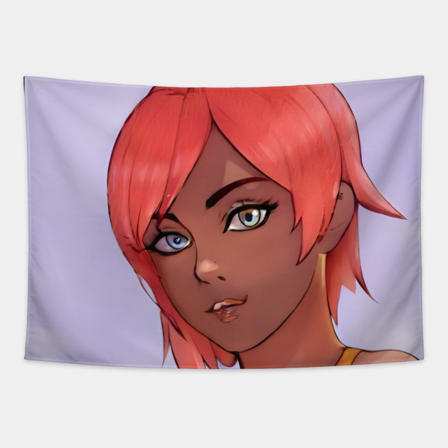 Pink Hair Anime Girl Tapestry by animegirlnft