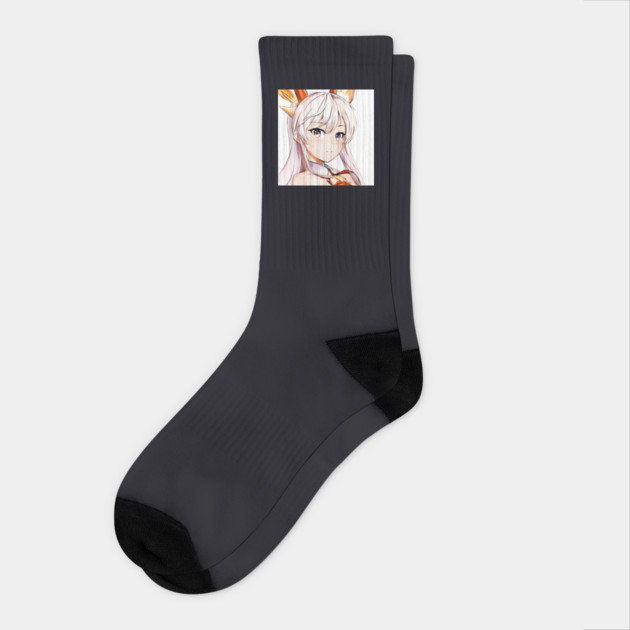 White Hair Anime Girl Socks by animegirlnft