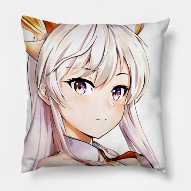 White Hair Anime Girl Pillow by animegirlnft