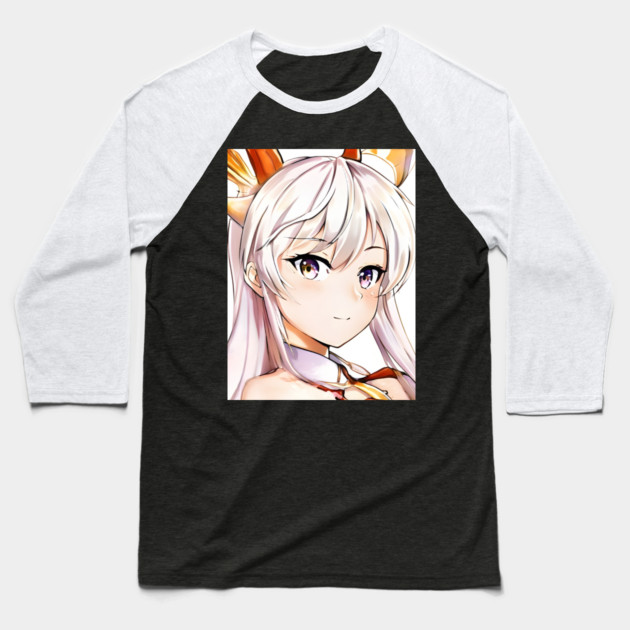 White Hair Anime Girl Baseball T-Shirt by animegirlnft