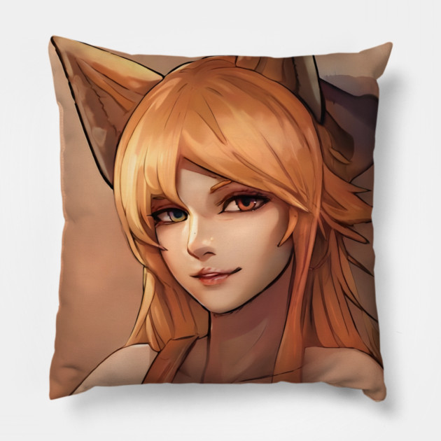Red Hair Anime Girl Pillow by animegirlnft