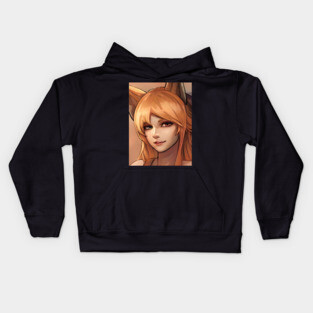 Red Hair Anime Girl Kids Hoodie