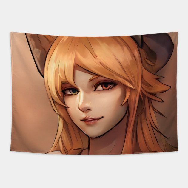 Red Hair Anime Girl Tapestry by animegirlnft