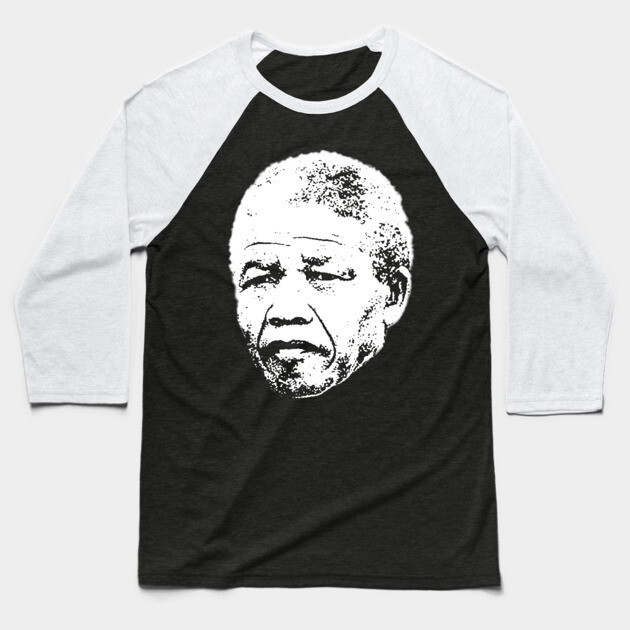 Nelson Mandela head Baseball T-Shirt by UrbanLifeApparel