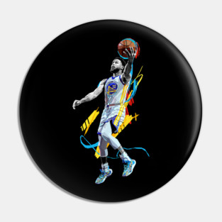 Stephen Curry Lay Up Black and White Pin