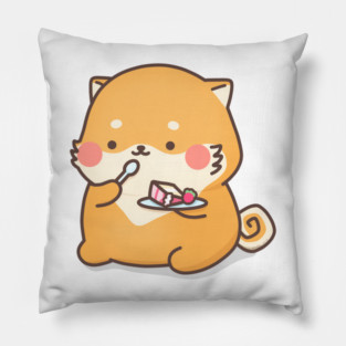 Latte dog eating a cake Pillow