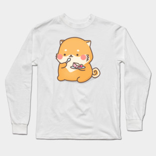 Latte dog eating a cake Long Sleeve T-Shirt