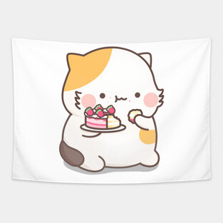 Muffin cat eating cake Tapestry