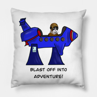 Rocket cat blast off Pillow