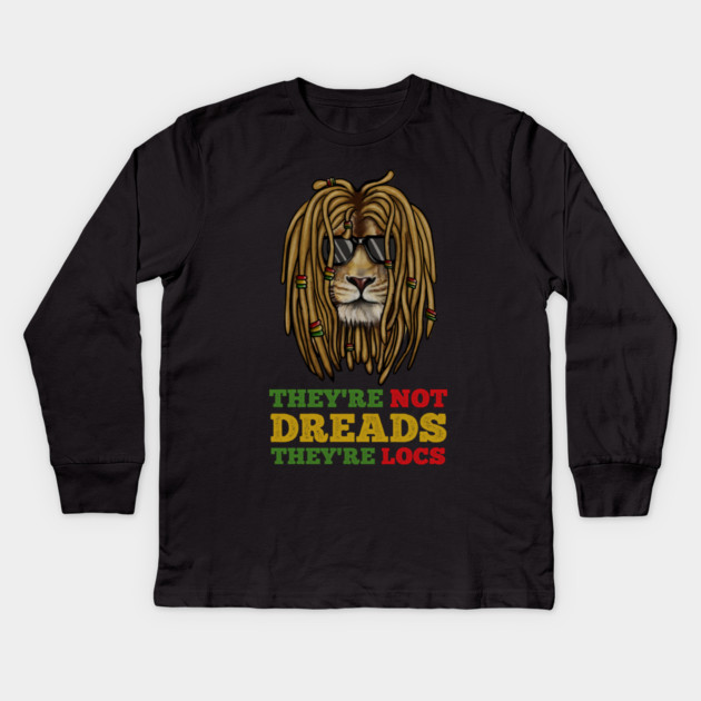African Rasta Lion, Deadlocks, Jamaica Kids Long Sleeve T-Shirt by logiamerch