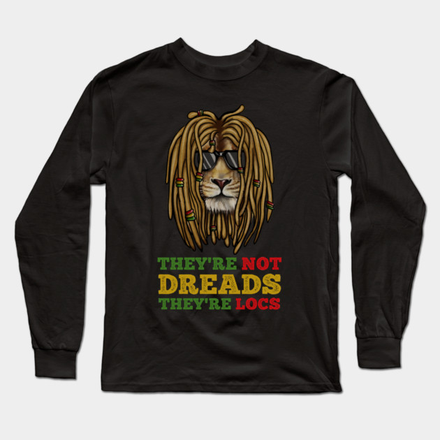 African Rasta Lion, Deadlocks, Jamaica Long Sleeve T-Shirt by logiamerch