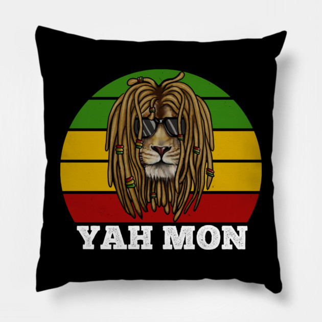 African Rasta Lion, Yah Mon, Jamaican Saying Pillow by logiamerch