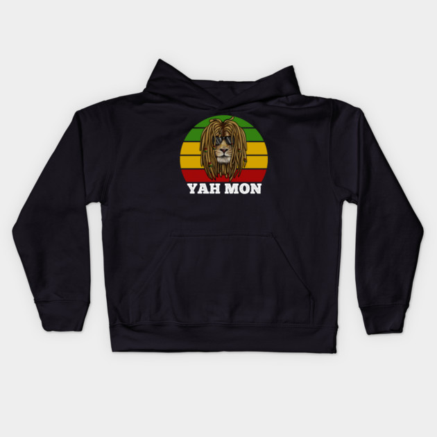 African Rasta Lion, Yah Mon, Jamaican Saying Kids Hoodie by logiamerch