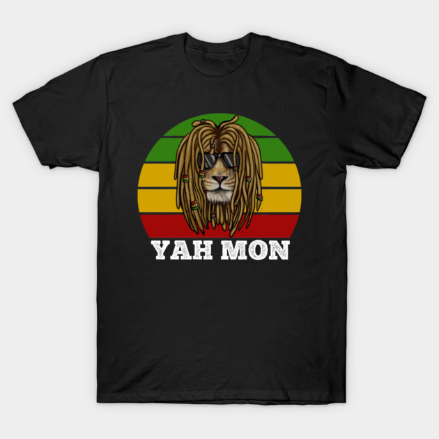African Rasta Lion, Yah Mon, Jamaican Saying T-Shirt by logiamerch