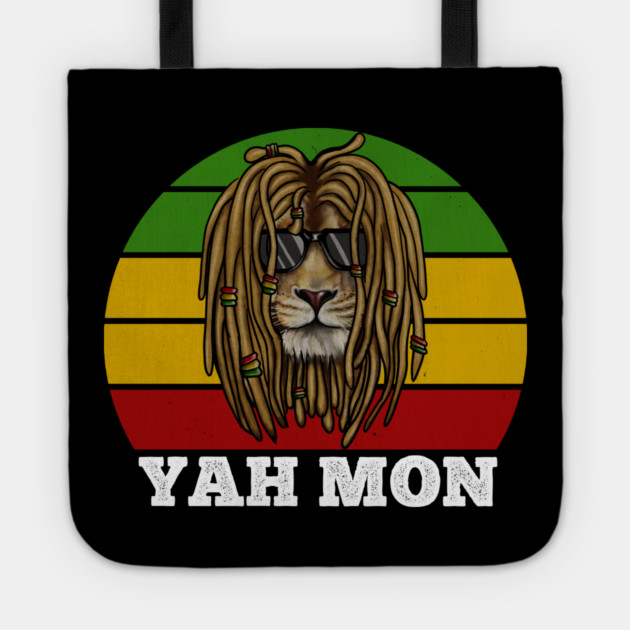 African Rasta Lion, Yah Mon, Jamaican Saying Tote by logiamerch