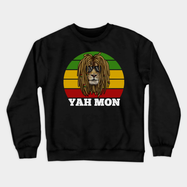African Rasta Lion, Yah Mon, Jamaican Saying Crewneck Sweatshirt by logiamerch
