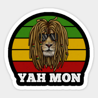 African Rasta Lion, Yah Mon, Jamaican Saying Sticker
