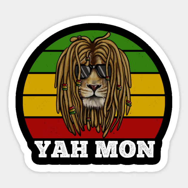 African Rasta Lion, Yah Mon, Jamaican Saying Sticker by logiamerch