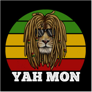 African Rasta Lion, Yah Mon, Jamaican Saying Posters and Art