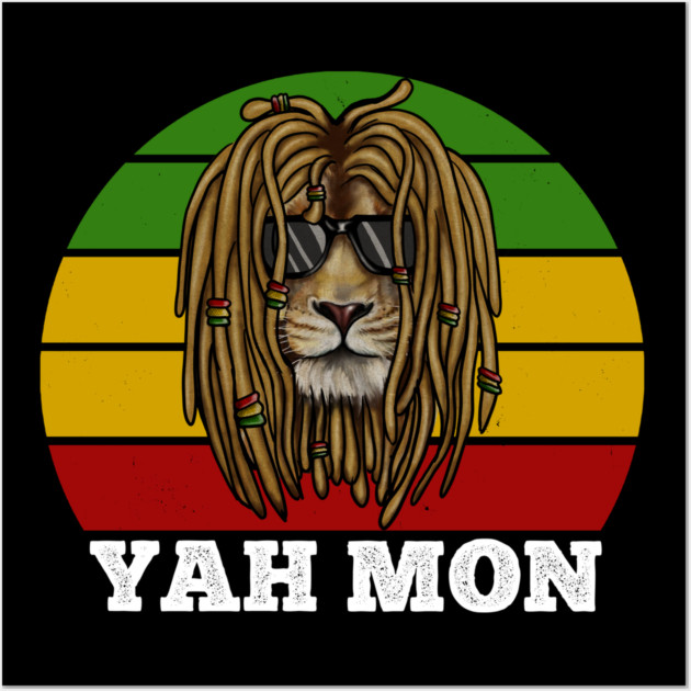 African Rasta Lion, Yah Mon, Jamaican Saying Wall Art by logiamerch