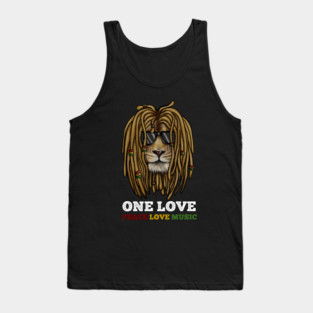 Rasta Lion, Peace Love Music, Jamaica Tank Top