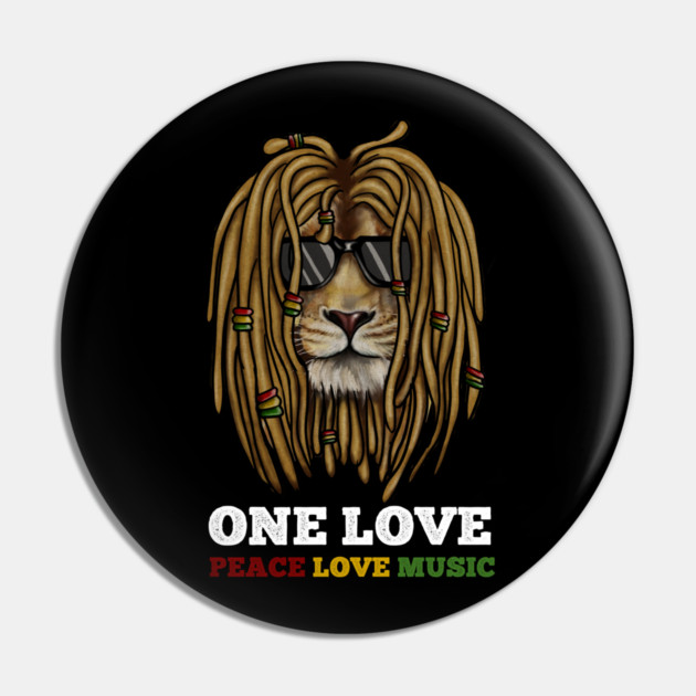 Rasta Lion, Peace Love Music, Jamaica Pin by logiamerch