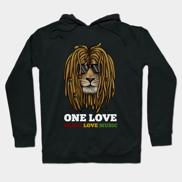 Rasta Lion, Peace Love Music, Jamaica Hoodie by logiamerch