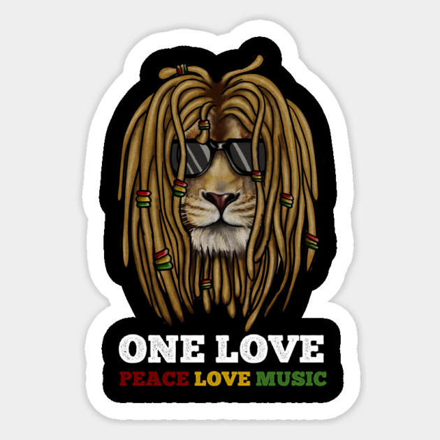 Rasta Lion, Peace Love Music, Jamaica Sticker by logiamerch