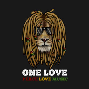 Rasta Lion, Peace Love Music, Jamaica T-Shirt