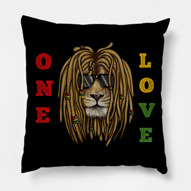 African Rasta Lion, Loc Life, Jamaica Pillow by logiamerch