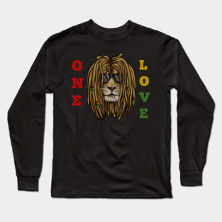 African Rasta Lion, Loc Life, Jamaica Long Sleeve T-Shirt