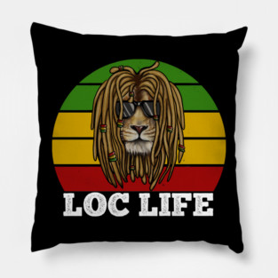 African Rasta Lion, Loc Life, Jamaica Pillow
