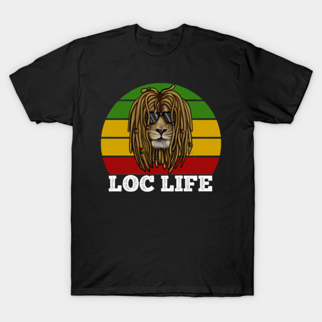 African Rasta Lion, Loc Life, Jamaica T-Shirt by logiamerch