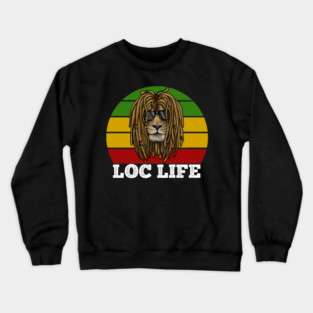 African Rasta Lion, Loc Life, Jamaica Crewneck Sweatshirt