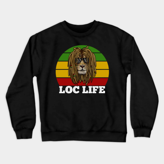 African Rasta Lion, Loc Life, Jamaica Crewneck Sweatshirt by logiamerch
