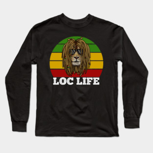 African Rasta Lion, Loc Life, Jamaica Long Sleeve T-Shirt