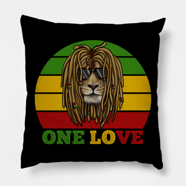 African Lion, Rasta Love, Jamaica Pillow by logiamerch