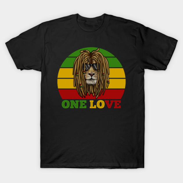 African Lion, Rasta Love, Jamaica T-Shirt by logiamerch