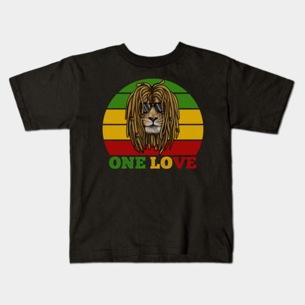 African Lion, Rasta Love, Jamaica Kids T-Shirt by logiamerch